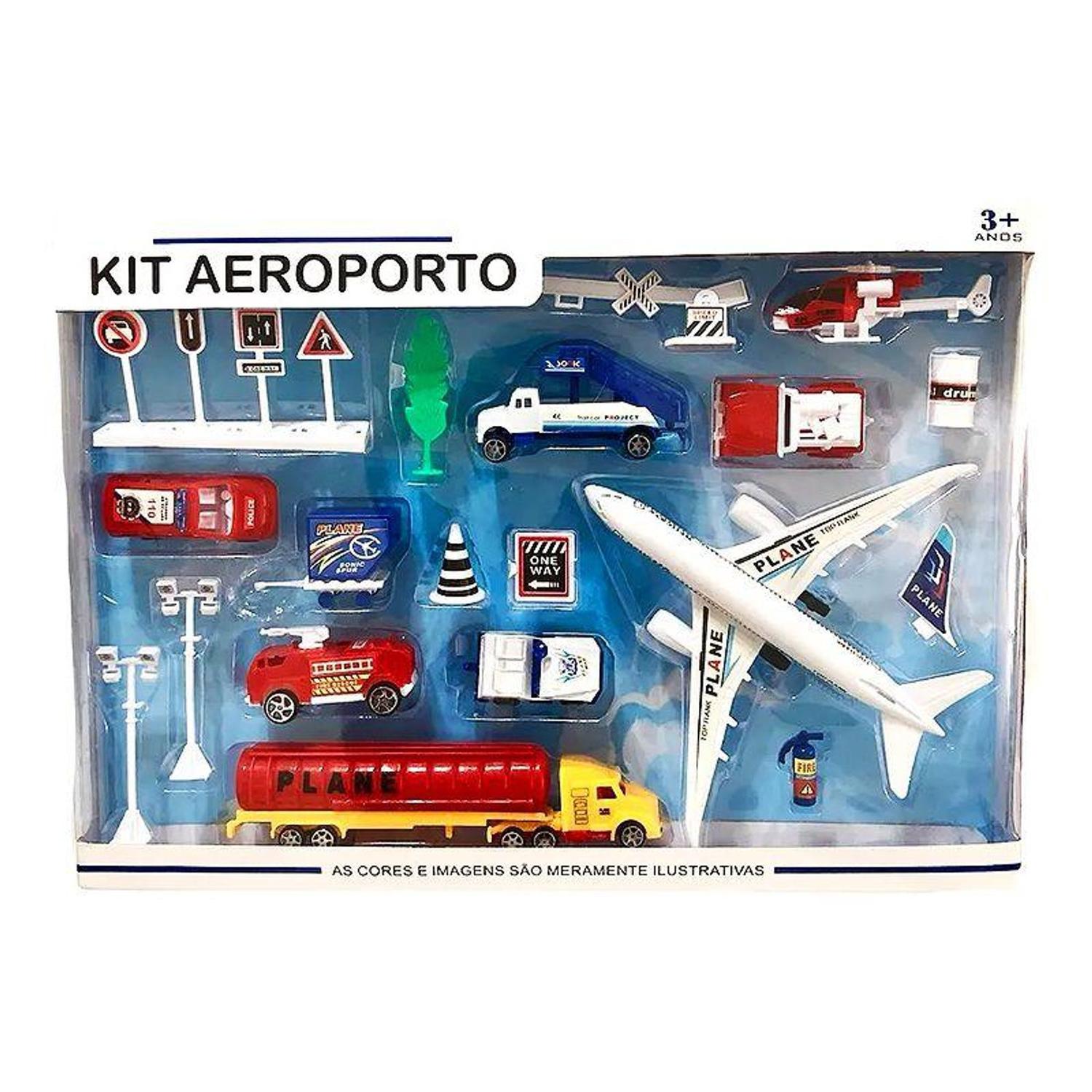 Kit Aeroporto Movido a Fricção com 19 pçs XAG-527 - Fênix