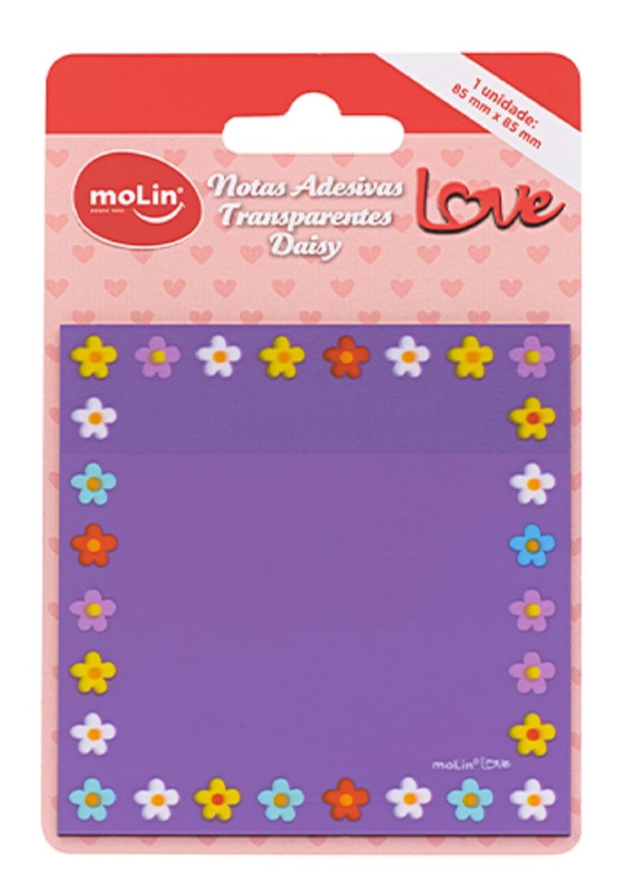 Bloco de Notas Adesivas Transparentes Daisy  85mmX85mm c/ 20 Fls. 31994 - Molin