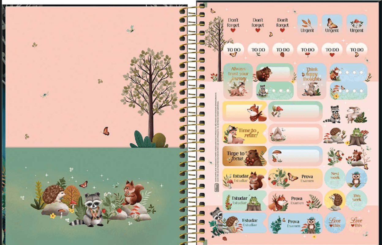 Caderno Espiral Capa Dura Colegial 10 Matérias Loveland 160 Folhas 33300 - Tilibra