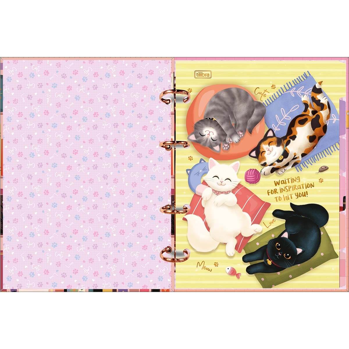 Caderno Argolado Colegial Purrfect Cats 80 Fls 35023 - Tilibra