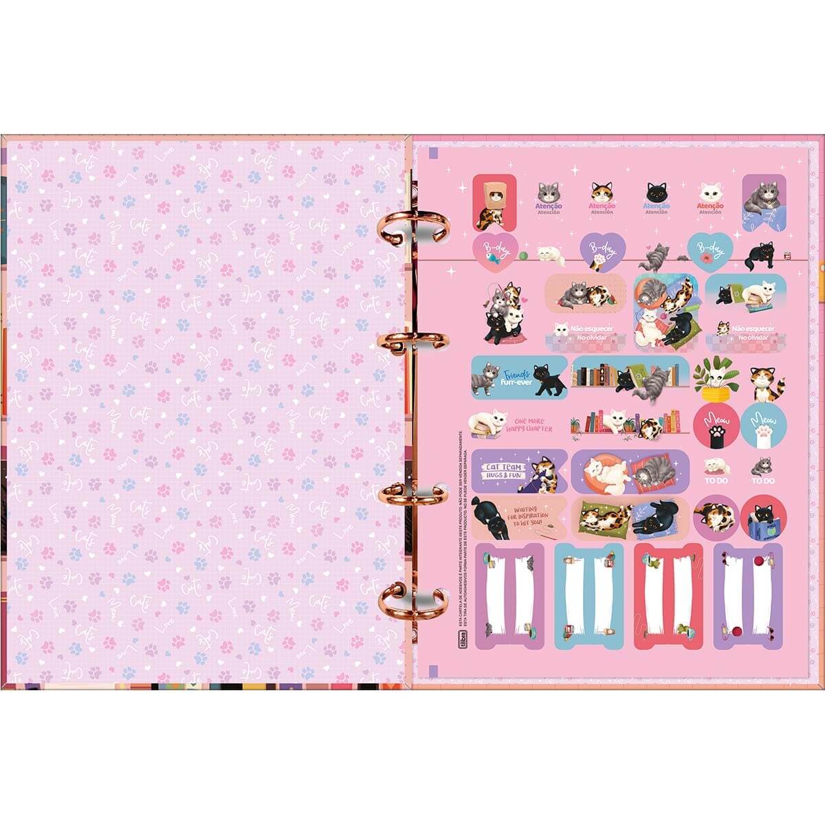 Caderno Argolado Colegial Purrfect Cats 80 Fls 35023 - Tilibra