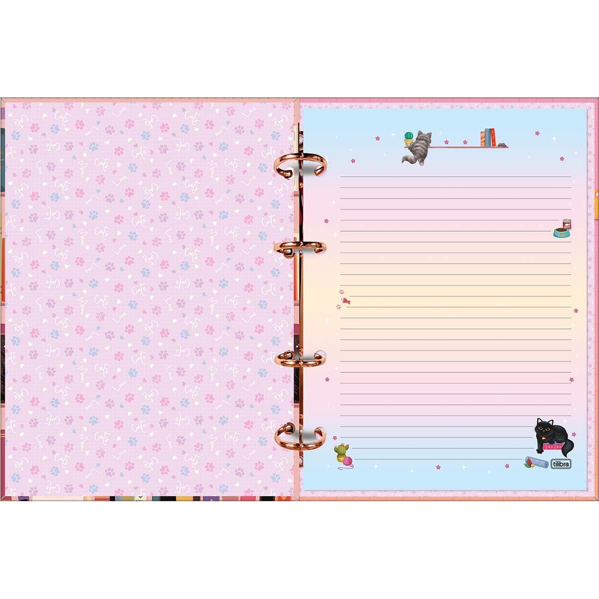 Caderno Argolado Colegial Purrfect Cats 80 Fls 35023 - Tilibra