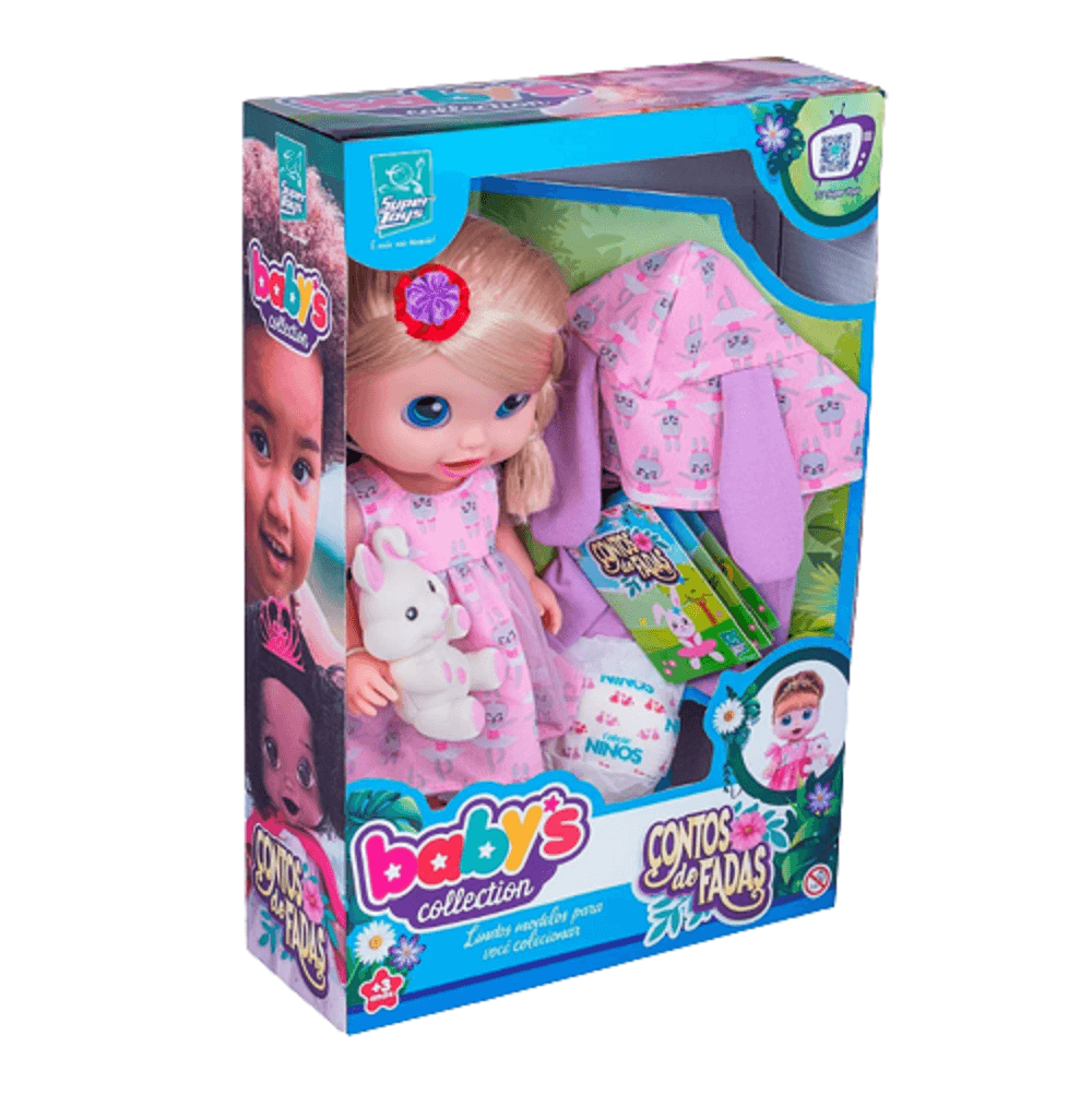 Boneca Babys Collection Conto De Fadas Loira Com Coelhinho 385 - Diver Toys