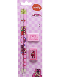 Kit Escolar Lotso Lápis, Apontador e Borracha 40514 - Molin
