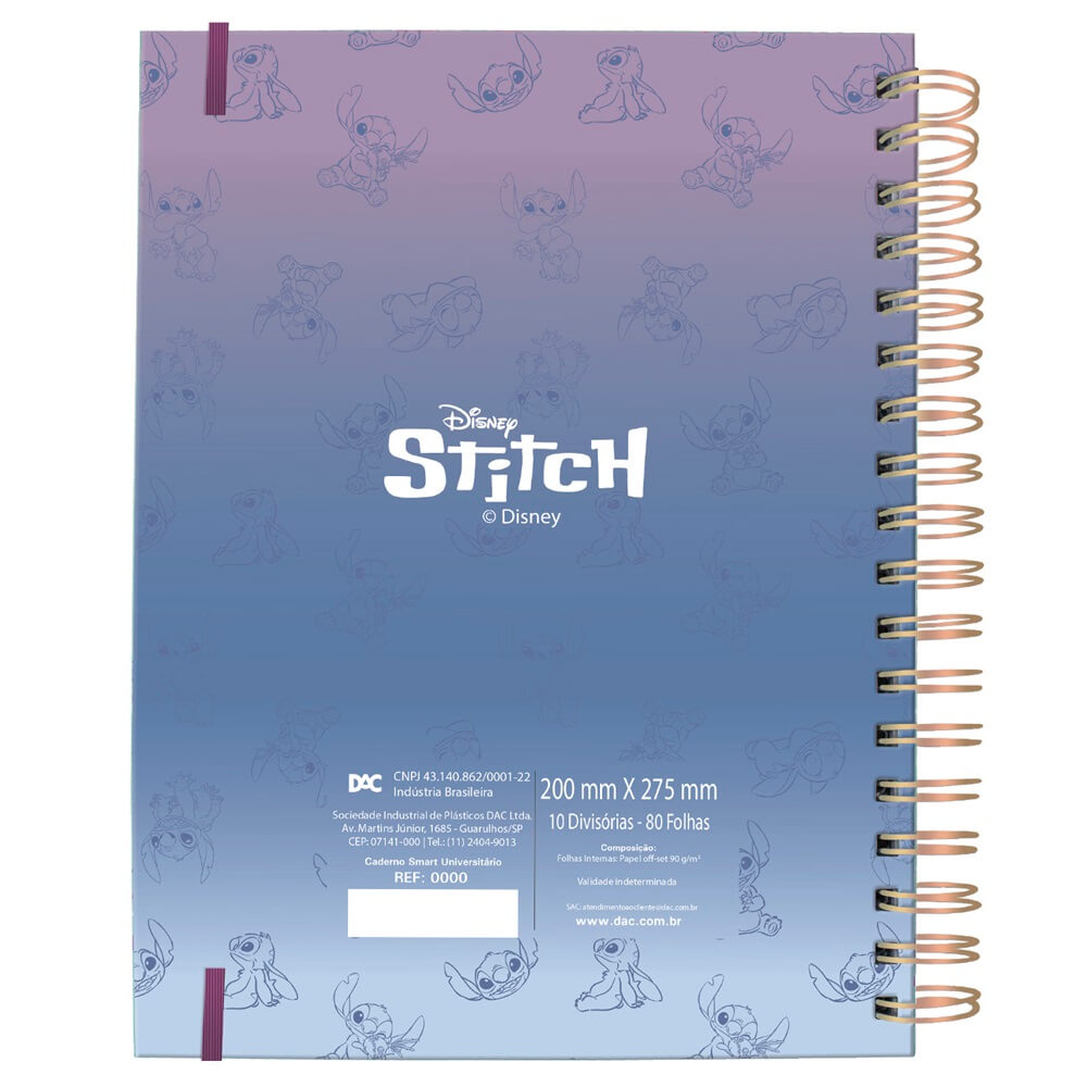 Caderno Smart Universitário 80 Folhas 90 g/m²  Stitch 4512 - Dac