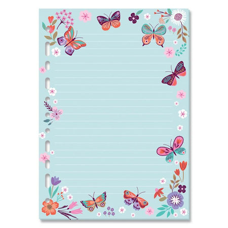 Refil Decorado Borboletas no Jardim Pautado 30 fls. 90 g/m² 4735 - Fina Ideia