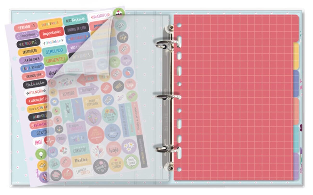 Caderno Argolado Borboletas no Jardim 80Fls 90g/m² 12 Divisórias 4792 - Fina Ideia