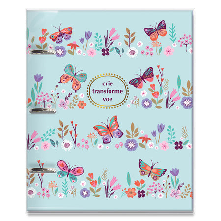 Caderno Argolado Borboletas no Jardim 80Fls 90g/m² 12 Divisórias 4792 - Fina Ideia
