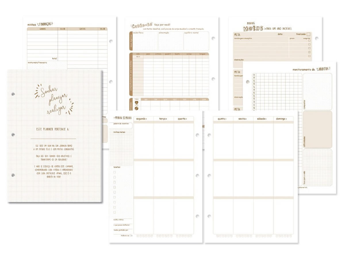 Planner Permanente Argolado Orgânica 103 Folhas 12 Divisórias 4884 - Fina Ideia