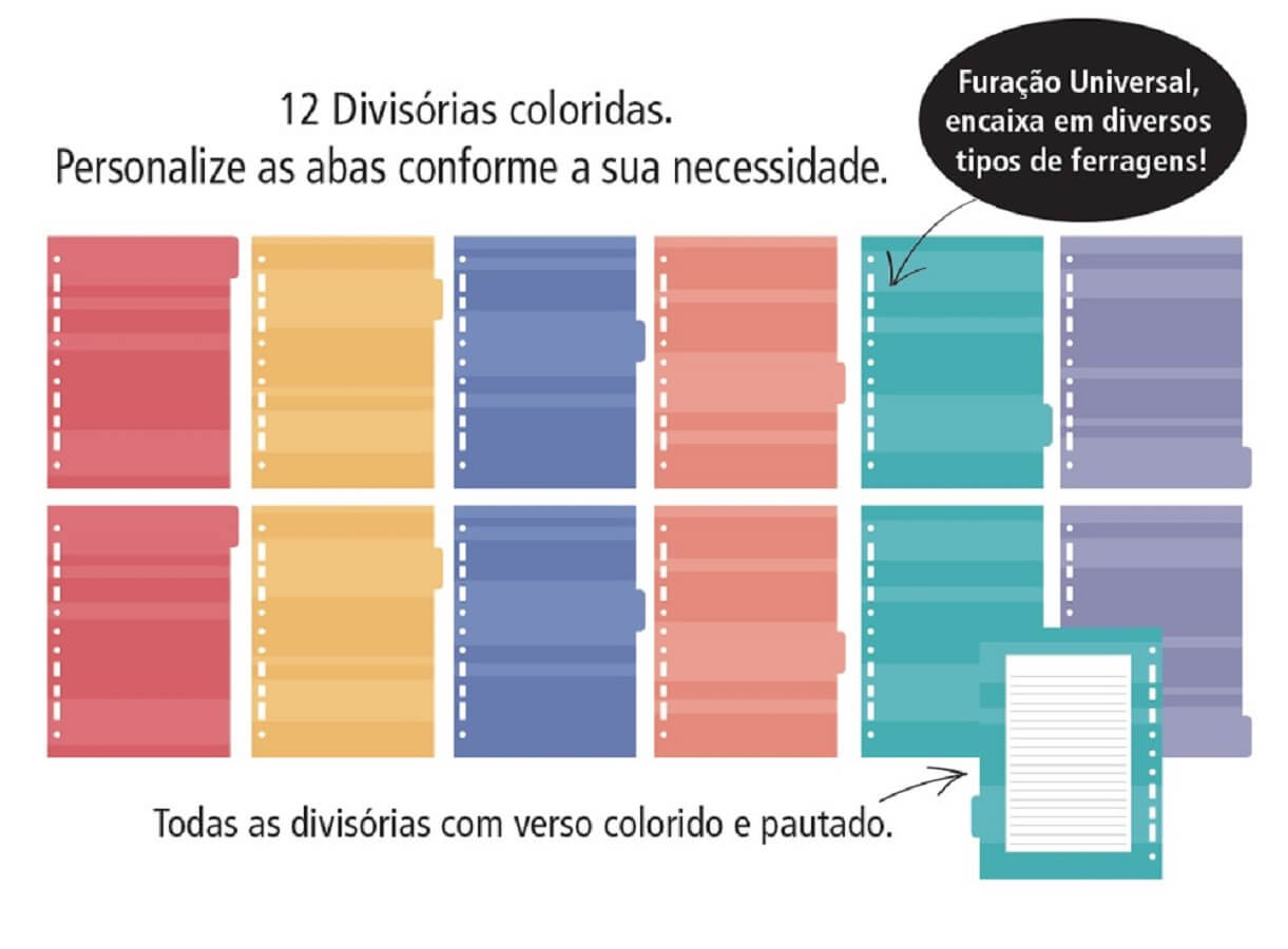 Planner Permanente Argolado Orgânica 103 Folhas 12 Divisórias 4884 - Fina Ideia