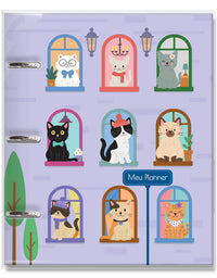 Planner Argolado Gatos na Janela 103 Folhas 90g/m² 12 Divisórias 4887 - Fina Idéia
