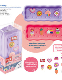 Estojo Em Silicone C/ Pins Picky Holic Charm 912961 - Tris
