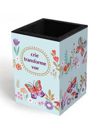 Porta Lápis Borboletas no Jardim 7x7x10 cm 5198 - Fina Ideia
