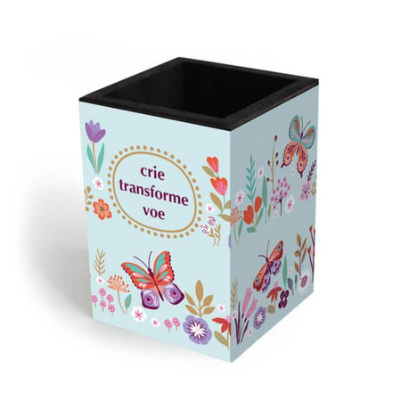 Porta Lápis Borboletas no Jardim 7x7x10 cm 5198 - Fina Ideia