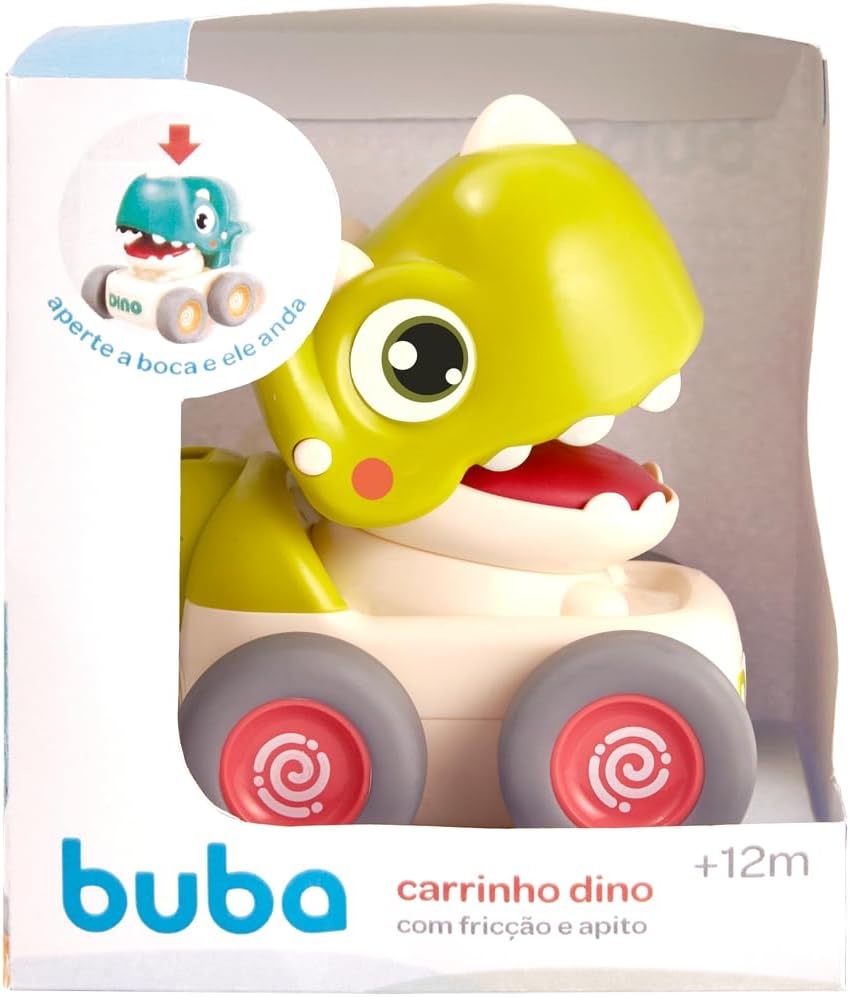 Carrinho Dino Com Fricção e Apito Verde Claro 17243 - Buba