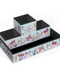 Organizador de Mesa Borboletas no Jardim em MDF 4 peças 5266- Fina Ideia
