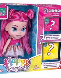 Boneca Baby Happy Surprise Cabelo Rosa 552 - Super Toys
