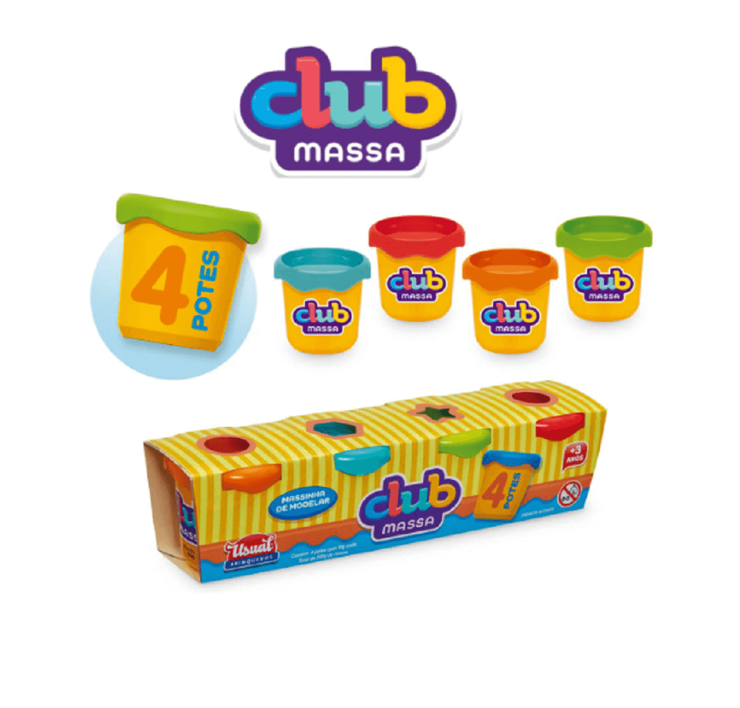 Massa de Modelar com 4 Potes 50 g. cada Club Massa 559 - Usual