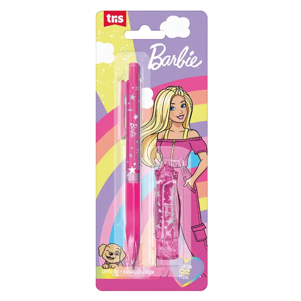 Lapiseira 0.7 mm e Borracha Formato Batom Barbie Rosa 609751 - Tris