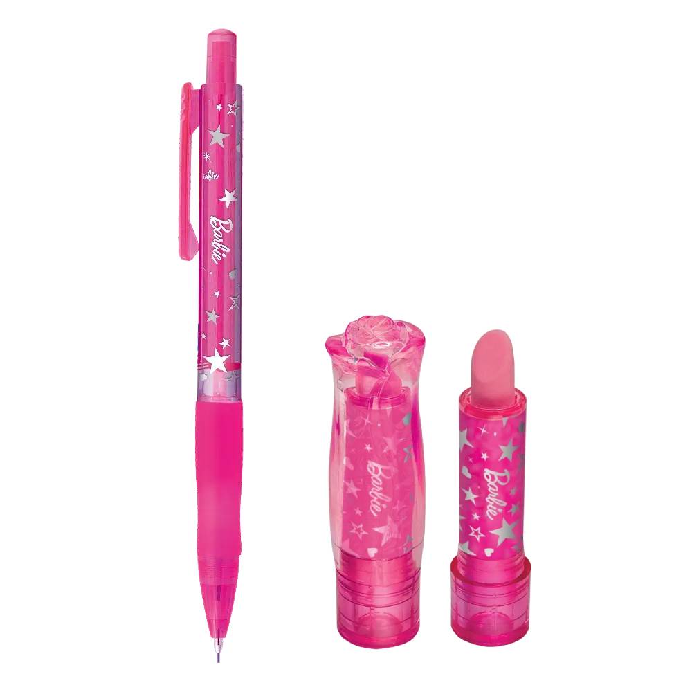 Lapiseira 0.7 mm e Borracha Formato Batom Barbie Rosa 609751 - Tris