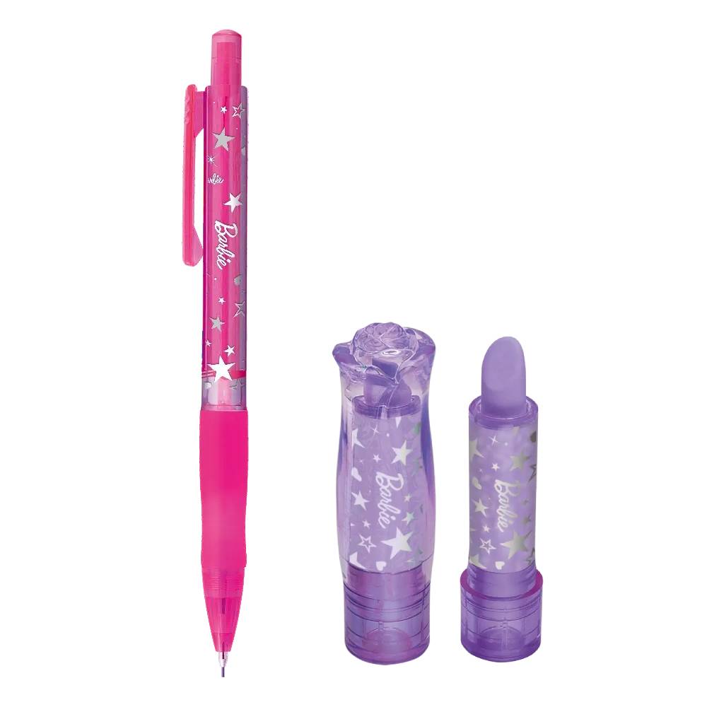Lapiseira 0.7 mm e Borracha Formato Batom Barbie Rosa 609751 - Tris