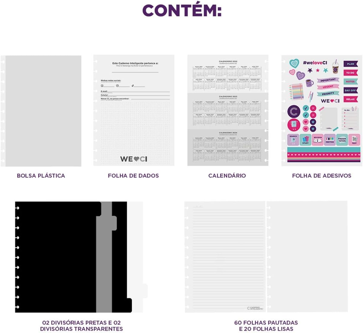 Caderno Inteligente Médio Grey Love 80Fls CIMD3305 - Novitate