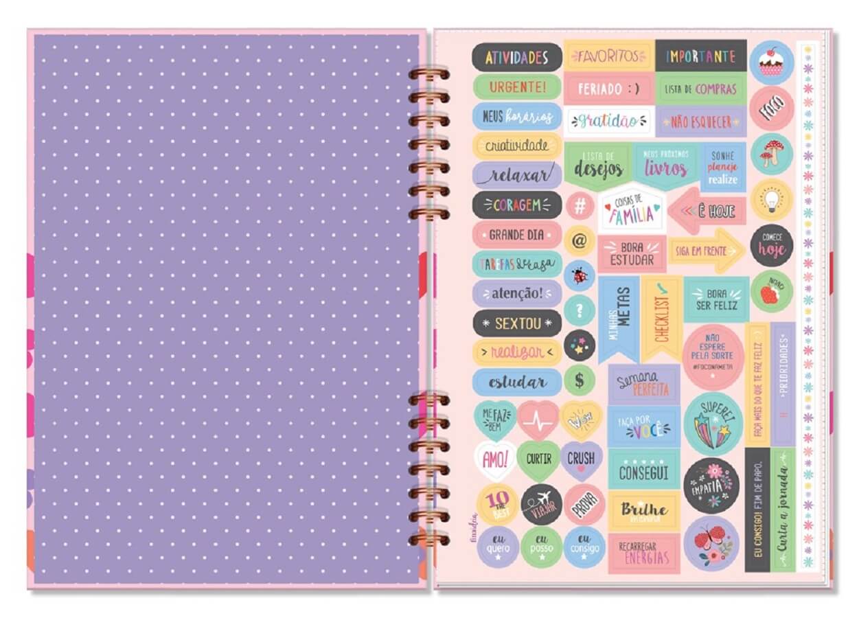 Planner Compacto Mensal Fun Rosa 32 Folhas 145x205mm 6746 - Fina Ideia