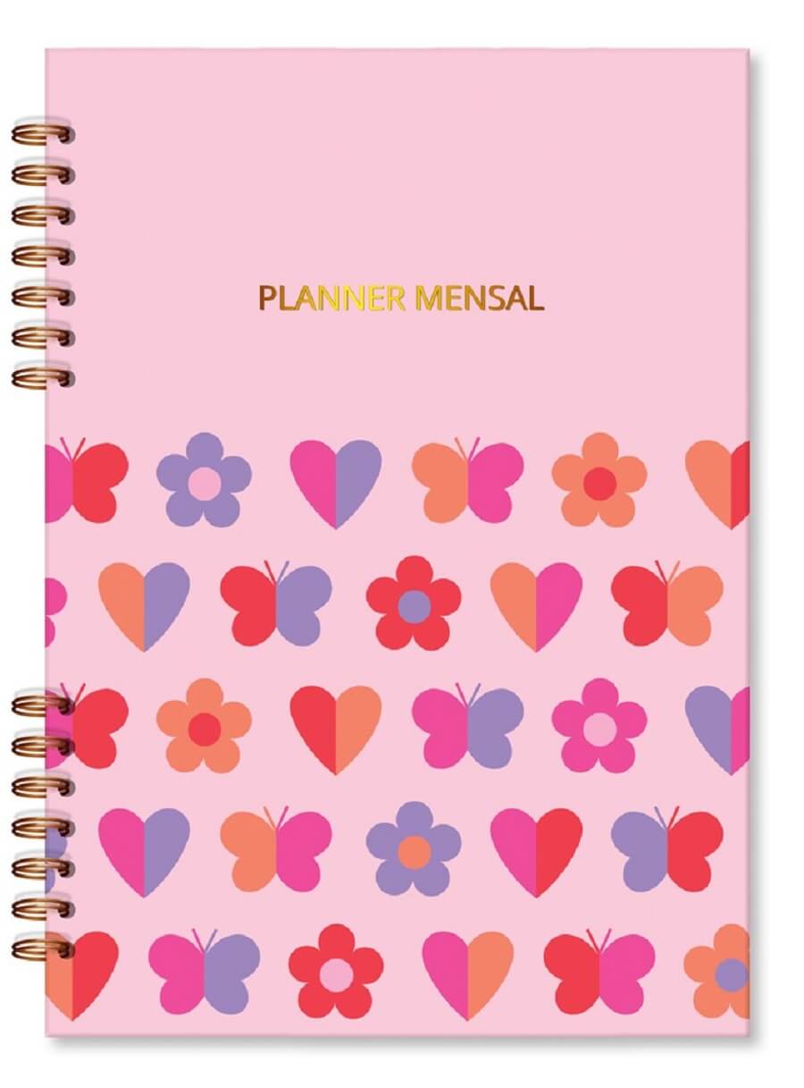 Planner Compacto Mensal Fun Rosa 32 Folhas 145x205mm 6746 - Fina Ideia