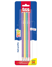 Lápis Preto Trio Triangular HB Cartela C/4 un 687636 - Tris
