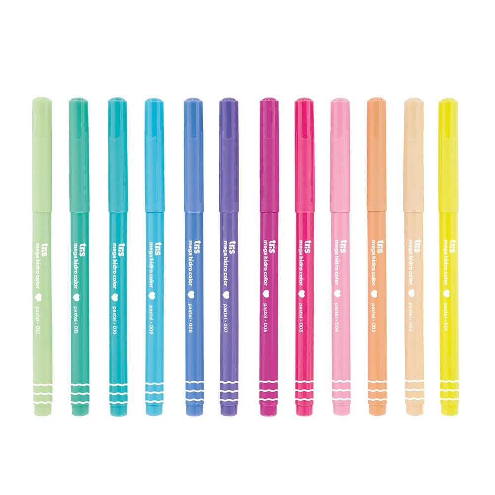 Caneta Hidrocor Mega Hidro Color 12 Cores Tons Pastel 688176 - Tris
