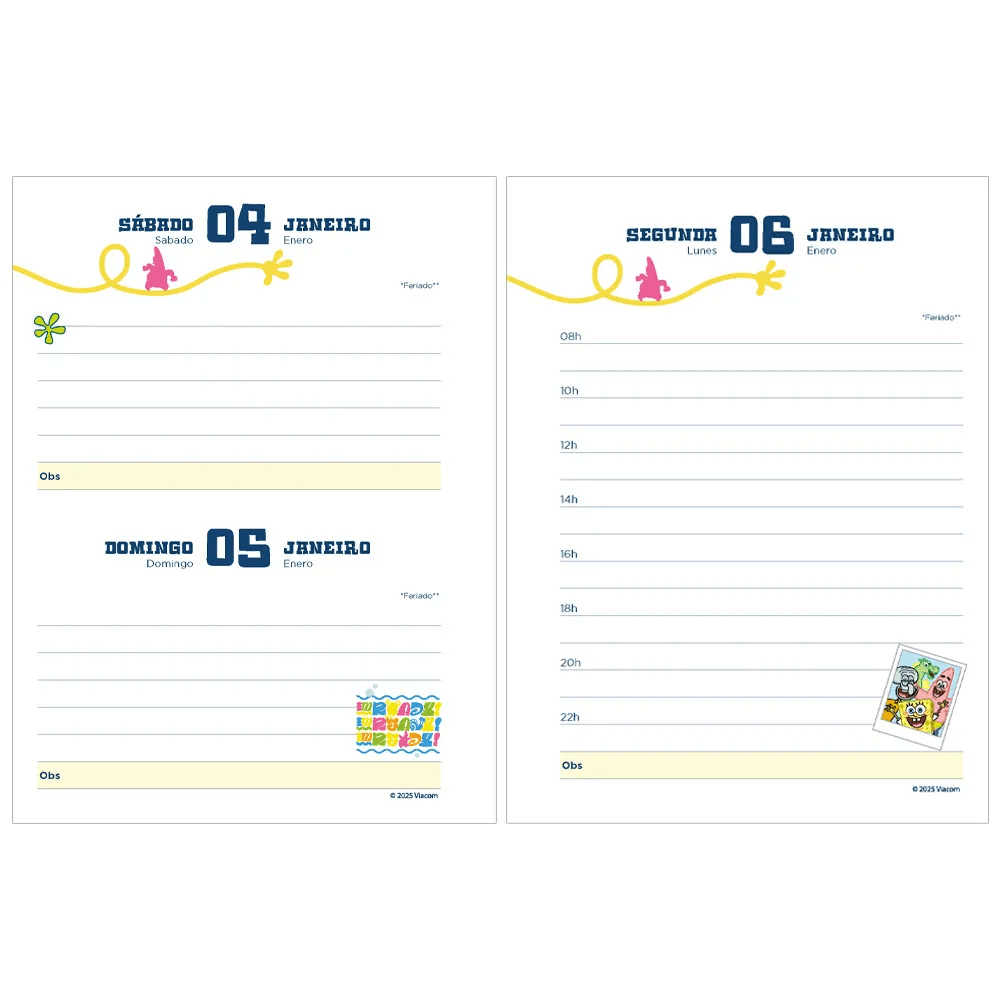 Agenda Diária 2025 Bob Esponja 352 Páginas 133x178mm 76724 - Jandaia