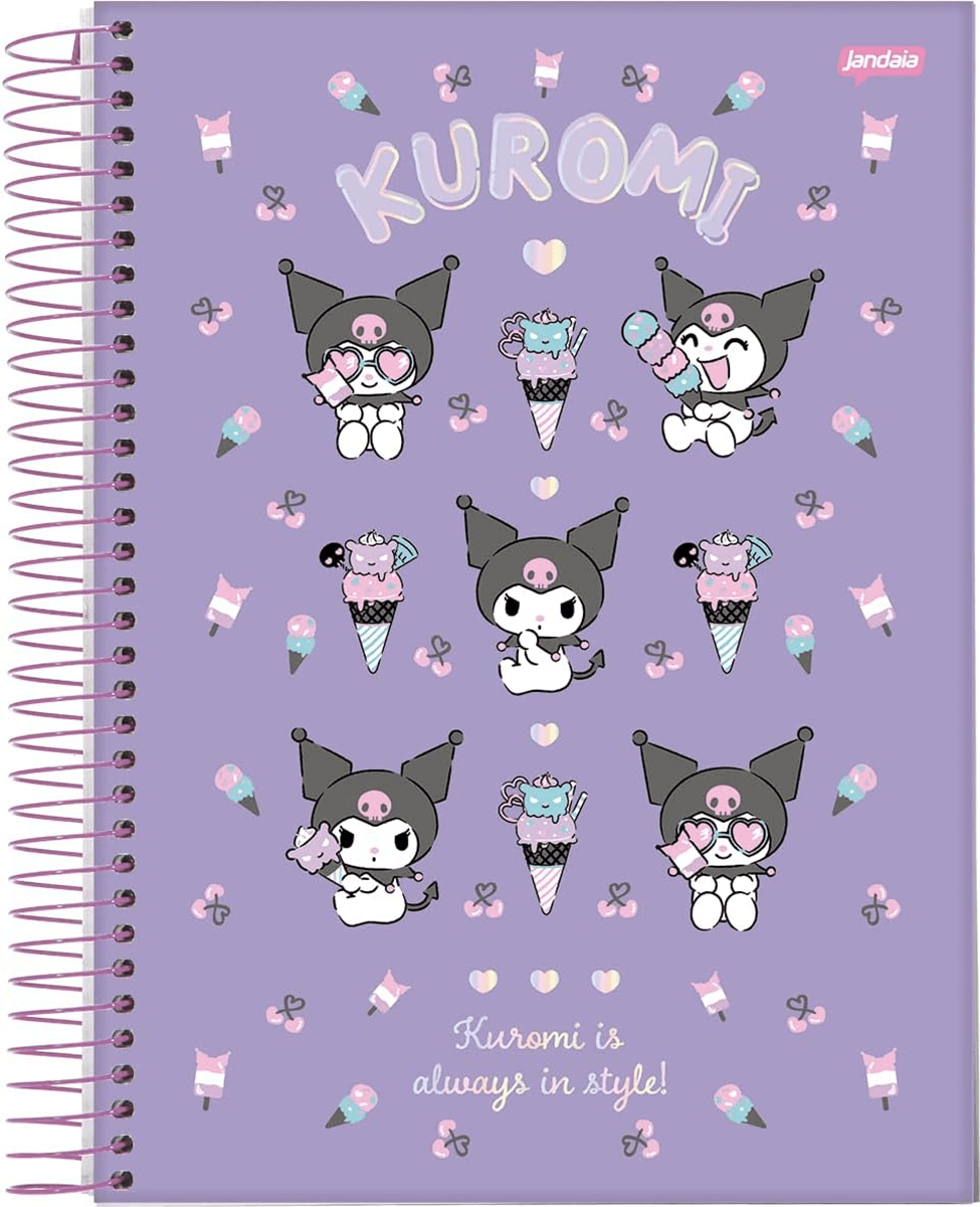 Caderno Espiral Univ CD 1 Matéria 80Fls Kuromi 77611 - Jandaia