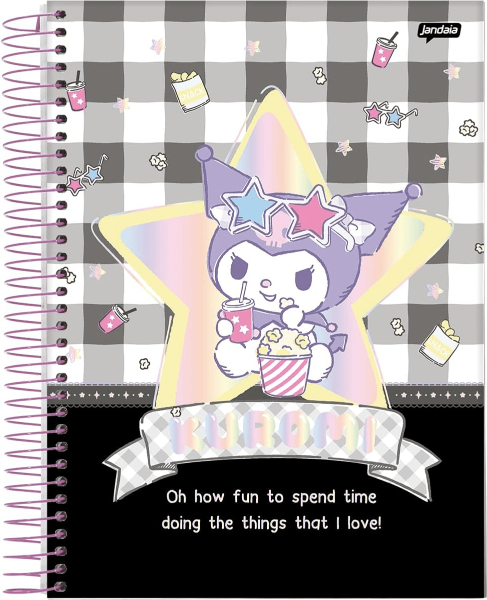 Caderno Espiral Univ CD 1 Matéria 80Fls Kuromi 77611 - Jandaia