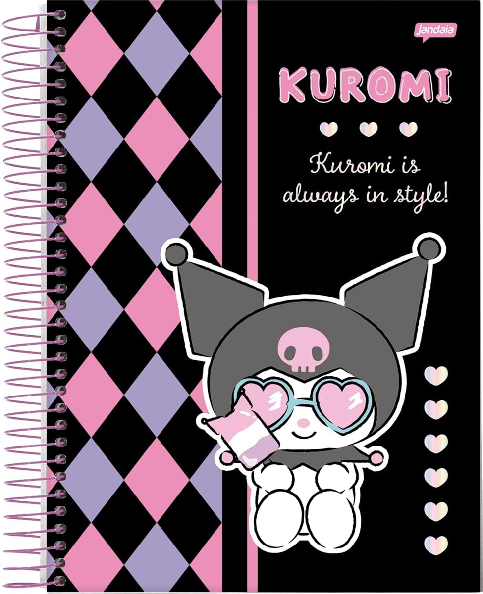 Caderno Espiral Univ CD 1 Matéria 80Fls Kuromi 77611 - Jandaia