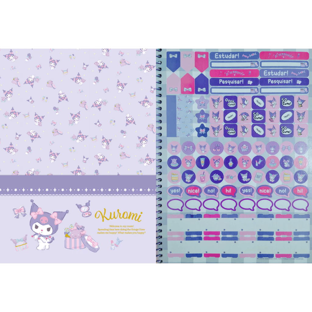 Caderno Espiral Univ CD 1 Matéria 80Fls Kuromi 77611 - Jandaia