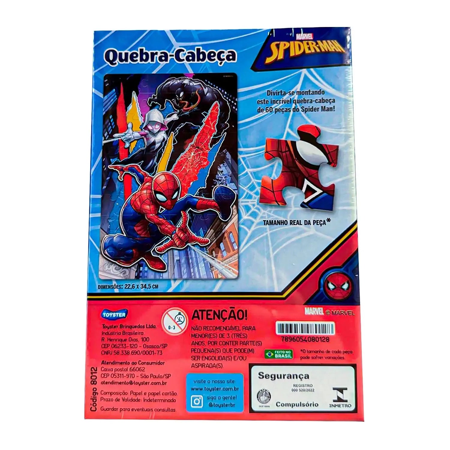 Quebra Cabeça 60 peças Marvel Homem Aranha 8012 - Toyster
