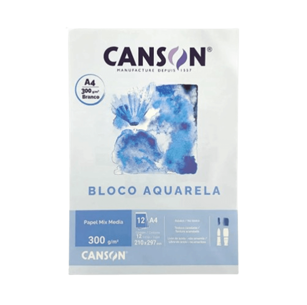 Bloco Para Desenho Aquarela Branco Tamanho A4  300  g/m²  66667180 - Canson