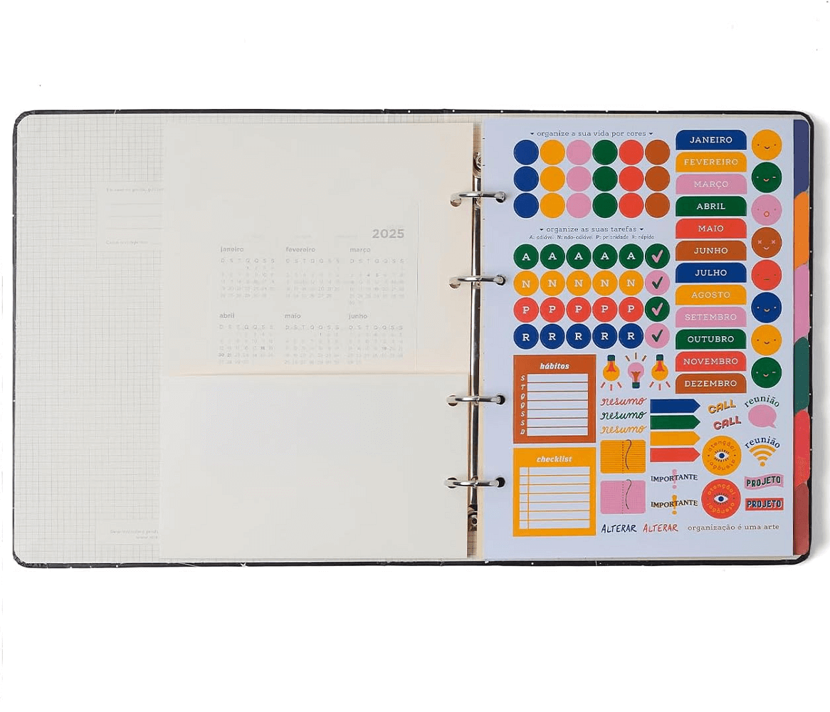 Caderno Criativo Argolado Kraft Flores 17x24cm 100 Fls. 827097 - Cicero