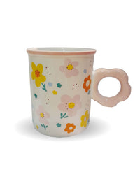 Caneca de Cerâmica Flor Rosa 400ml 8901 - Fina Ideia

