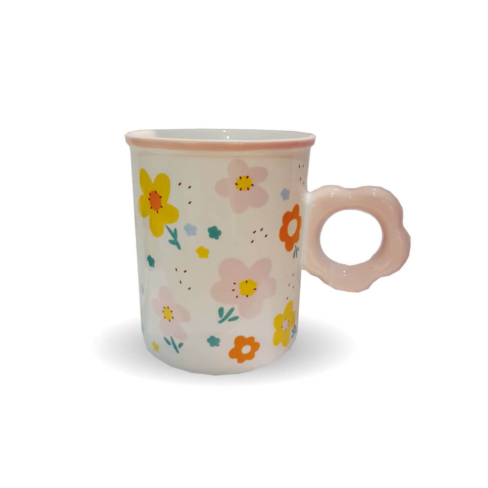 Caneca de Cerâmica Flor Rosa 400ml 8901 - Fina Ideia