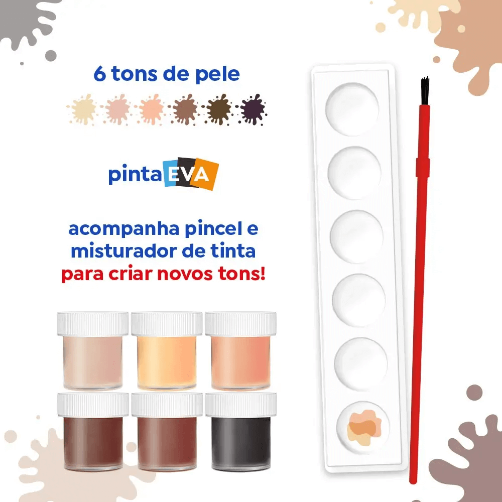 Tinta Guache em Pote 15ml Tons de Pele Caixa C/6 Cores 903358 - Tris