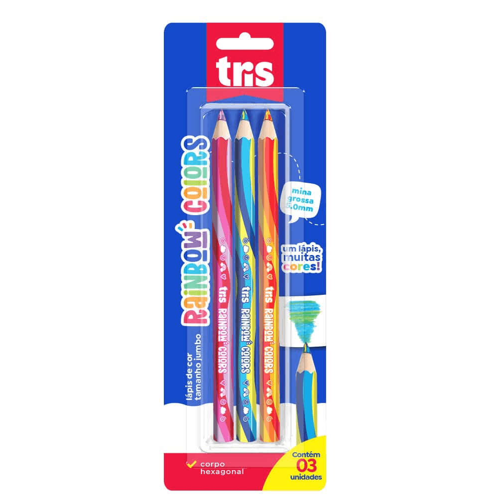 Lápis Jumbo Rainbow Mina Multicolorida Colors 907219 - Tris