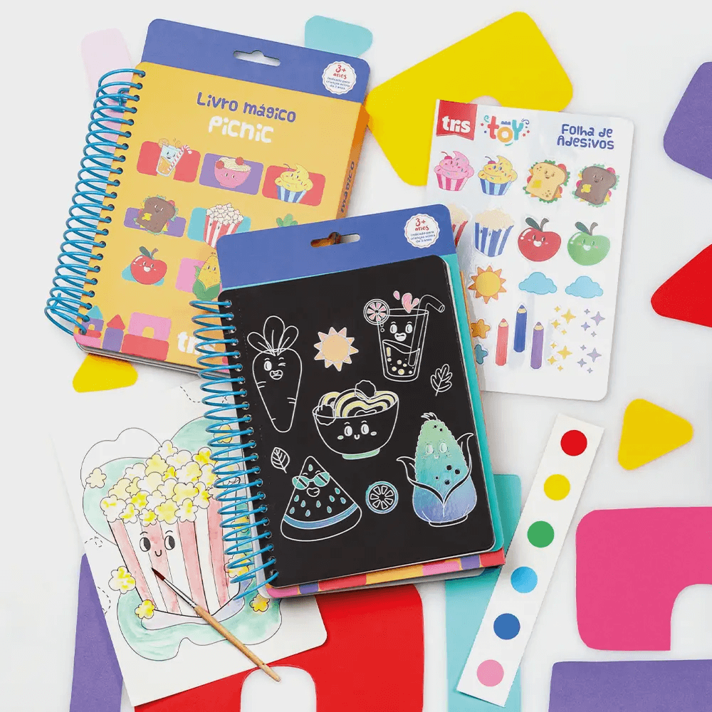 Livro Mágico de Atividades Pic Nic Toy - 18 Páginas + 1 Pincel + 1 Palito 908070 - Tris
