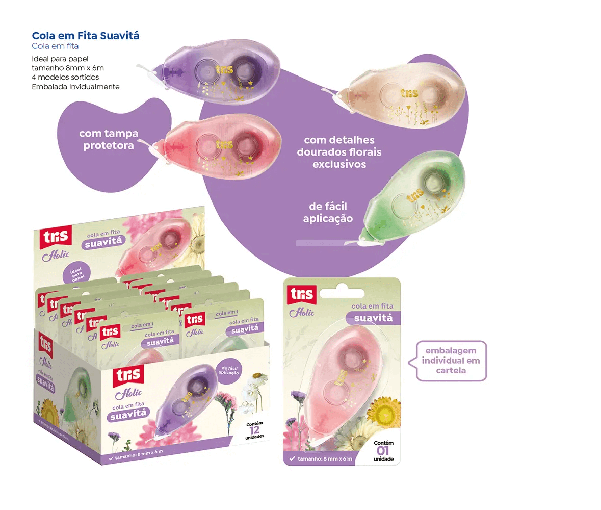 Cola em Fita Suavitá Holic Delicata 6mx8mm 911001 - Tris