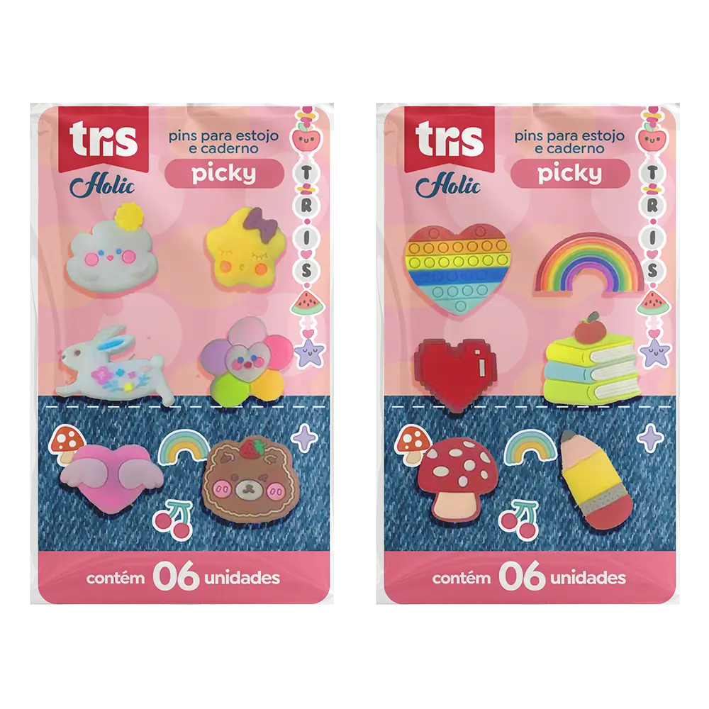 Pins P/ Estojo e Caderno Picky Holic Charm 912817 - Tris