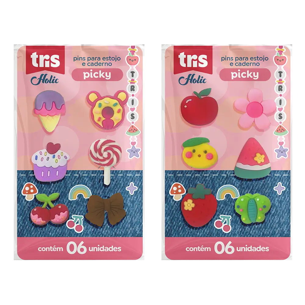 Pins P/ Estojo e Caderno Picky Holic Charm 912817 - Tris