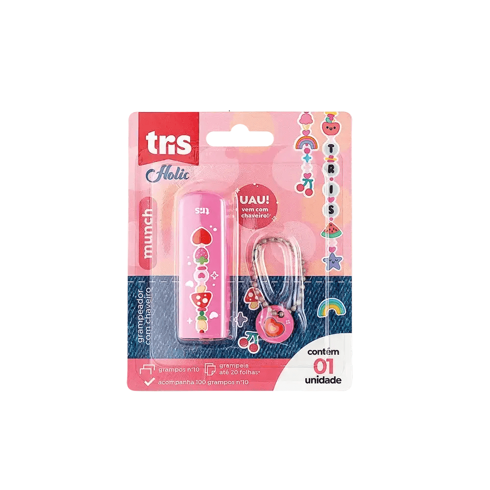 Grampeador Mini Munch Holic Com Chaveiro C/ 100 Grampos  912916 - Tris