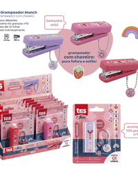 Grampeador Mini Munch Holic Com Chaveiro C/ 100 Grampos  912916 - Tris
