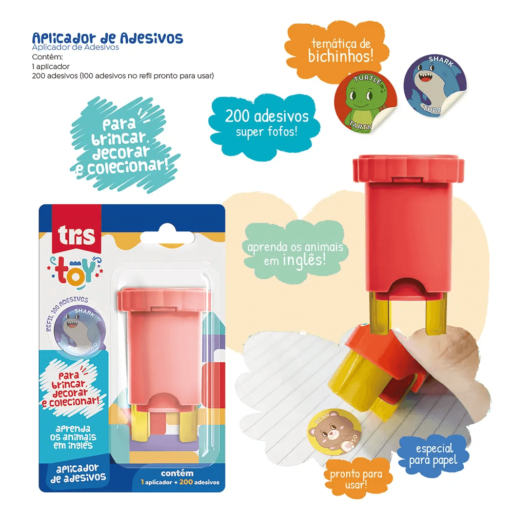 Aplicador de Adesivos Toy 1 Aplicador + 200 Adesivos 912930 - Tris