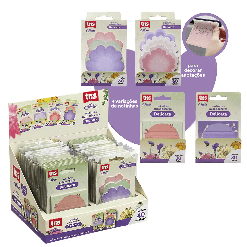Notas Auto Adesiva Delicata Holic c/ 60 Folhas 913098 - Tris